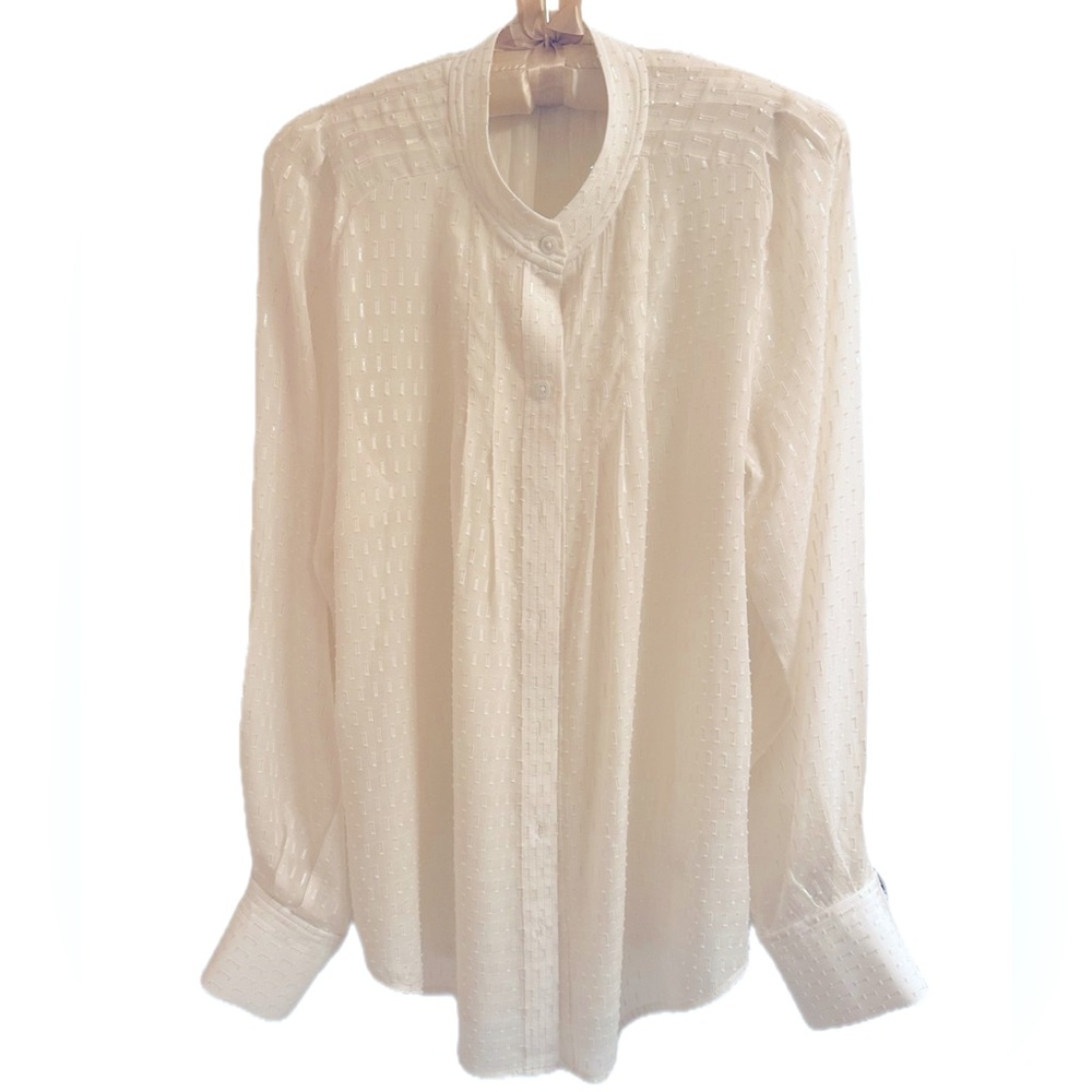 Equipment Textured Print Blouse; Nature White; Size Small.